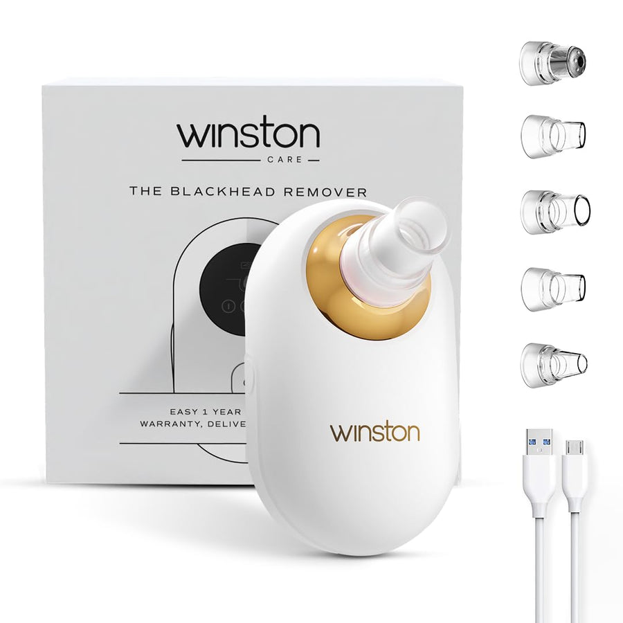 Winston Rechargeable Electric Blackhead Remover Machine for Men and Women - 60 Min Runtime | Acne, Pore Cleaner, Whitehead Remover with 5 Suction Heads for...