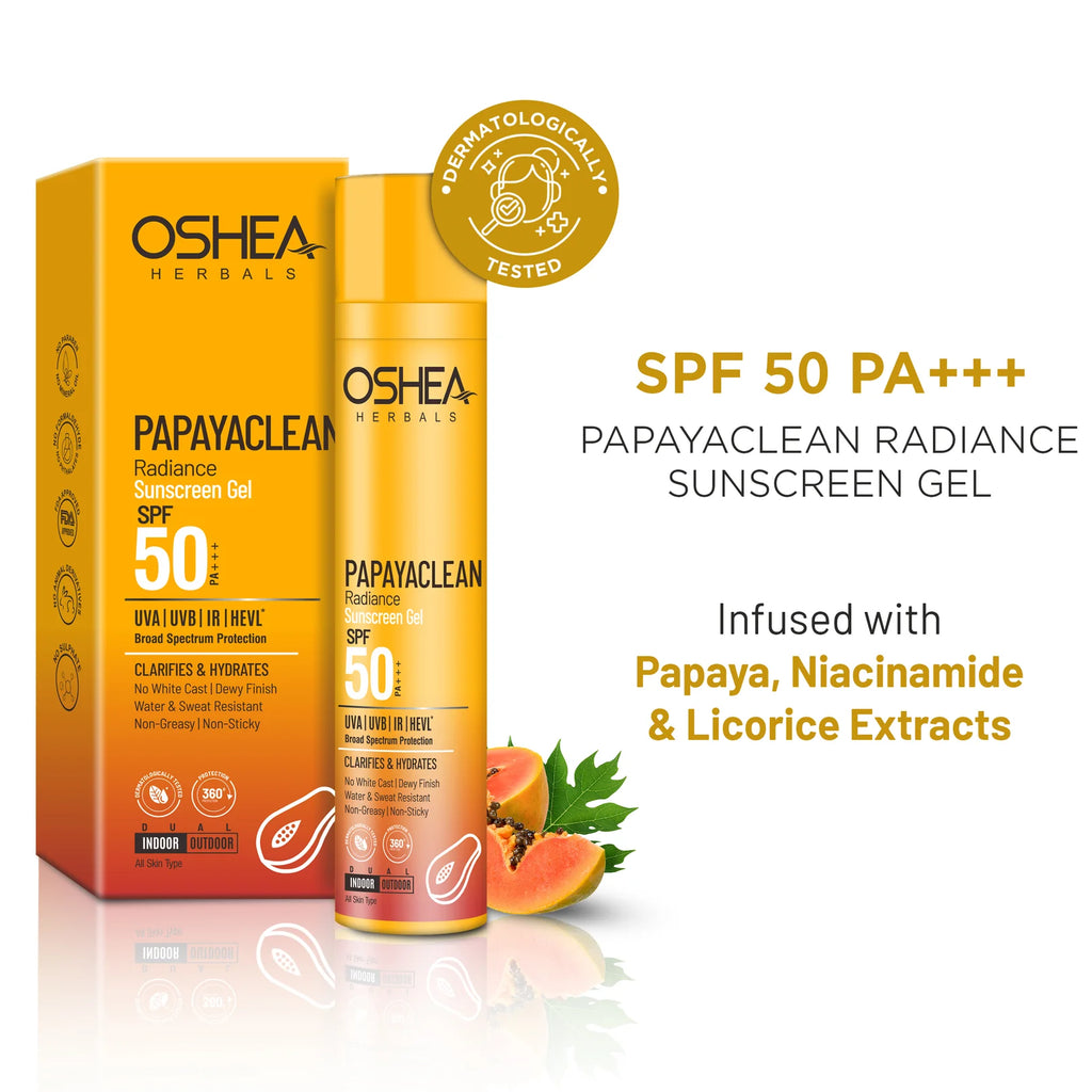 Oshea Herbals Papayaclean Radiance Sunscreen Gel SPF 50 PA+++ All Skin Type 50ml