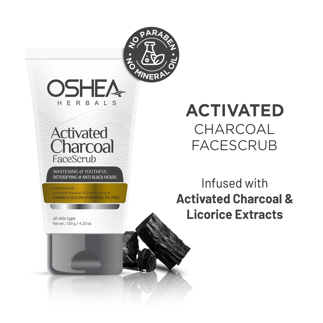 Oshea Herbals Activated Charcoal Face Scrub 120g