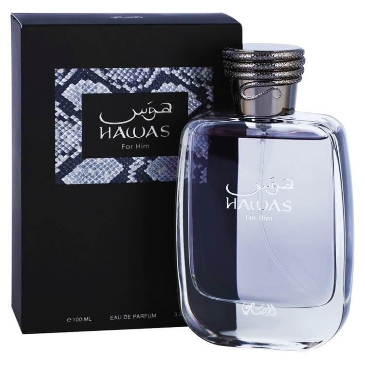 Rasasi Hawas For Him Eau De Parfum, 100 ml, Luxury Fragrance with Snake Pattern Design