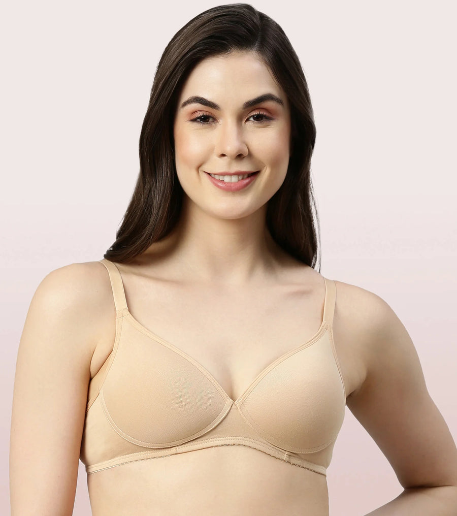 Enamor-A039 Perfect Coverage T-Shirt Bra - Supima Cotton Padded Wirefree Medium Coverage