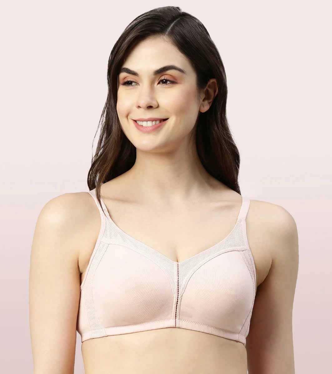 Enamor AB75 M Frame No Bounce Full Support Cotton Bra for Women - Non-Padded Non-Wired & Full Coverage with Cooling Technology | Available in Solid Colours