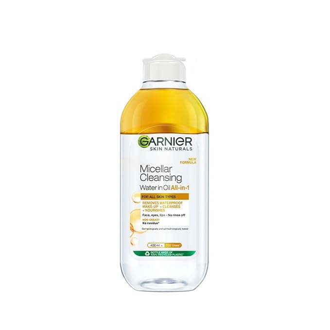 Garnier Skin Naturals, Cleansing Water for Waterproof Makeup, Nourishing Formula, Micellar Oil-Infused Cleansing Water 400ml