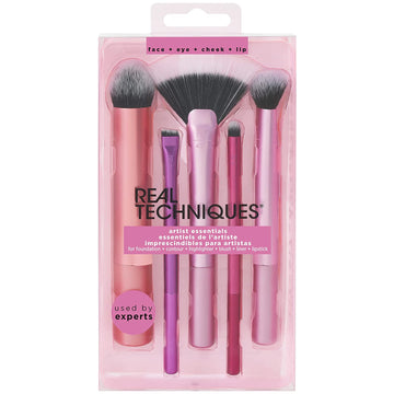 Real Techniques Artist Essentials Makeup Brush Set For Foundation Blush Highlighter Eyeshadow, & Liner Professional Makeup Tools Synthet RT-1895ic
