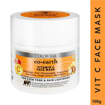 ColorBar Co-Earth Vitamin C Face Mask With Kojic Acid Niacinamide Lemon Peel Gotu Kola Grape Seed Shea Butter 100gm