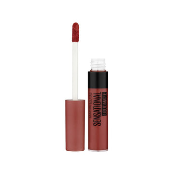 Maybelline New York Lipstick Matte Finish Non-Sticky and Non-Drying Sensational Liquid Matte 13 Upbeat Crimson 7ml