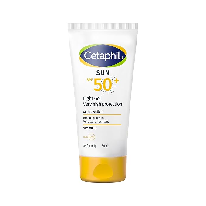 Cetaphil Sun SPF 50 Sunscreen Light Gel 50 ml – Very High Protection SPF 50+ Broad Spectrum UVA/UVB - Lightweight, Non-Sticky Gel - - Water resistant - Fast Absorbing Daily Face Sunscreen for Sensitive Skin - For All Skin Types