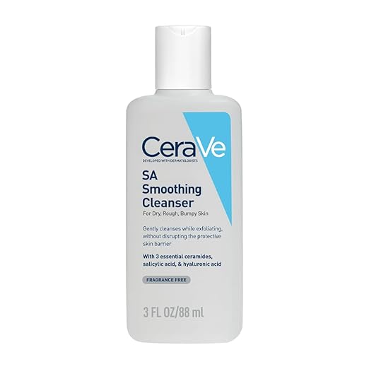 CeraVe SA Smoothing Cleanser For Dry, Rough & Bumpy Skin, contains Salicylic Acid, Ceramides, Hyaluronic Acid|Dermatologist Recommended Face wash (88ml)