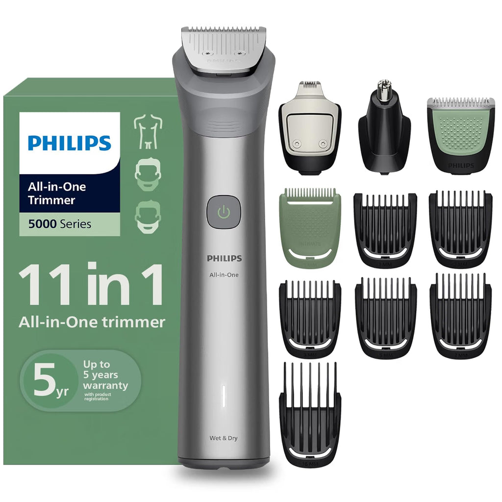 Philips India's No.1 Men's Trimmer* | Effortless styling | BeardSense Technology | All-in-One Grooming 11 in 1 Trimmer Kit- Face, Head, Body | IPX7 Waterproof MG5932