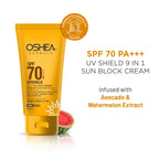 Oshea Herbals Uv Shield 9 In 1 Sun Block Cream SPF-70 PA+++ All Skin Type 60g