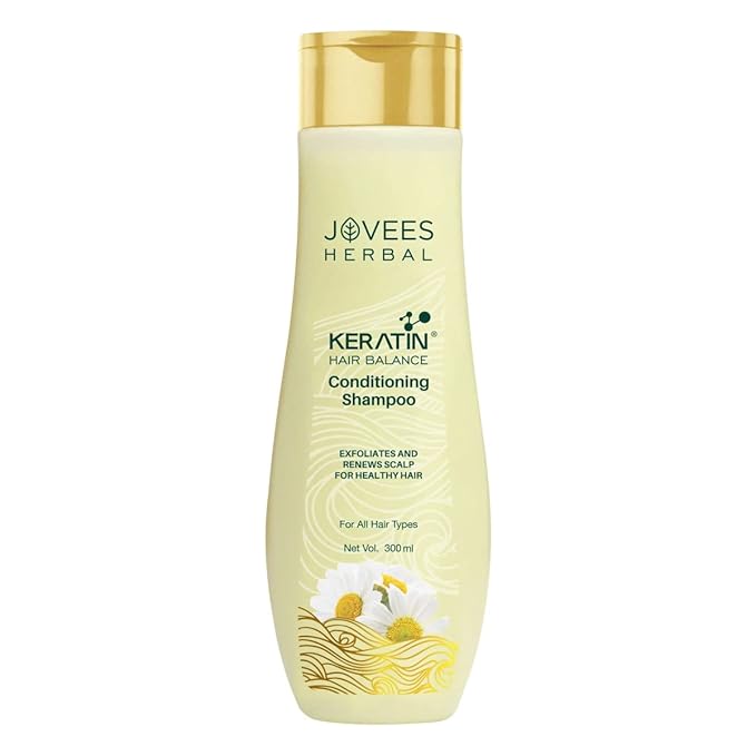 Jovees Herbal Keratin Hair Balance Conditioning Shampoo | Promotes Healthy, Shiny, and Bouncy Hair | Nourishes Scalp | Repairs Damage & Frizz | Makes Hair Soft & Smooth | All Hair Types – 300ml