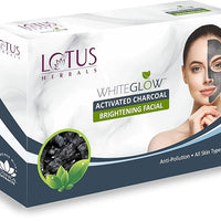 Lotus Herbals WhiteGlow Activated Charcoal Brightening 4 in 1 Facial Kit | Tea Tree | Oil Control & Anti Pollution | Salon Grade | All Skin Types | 188g