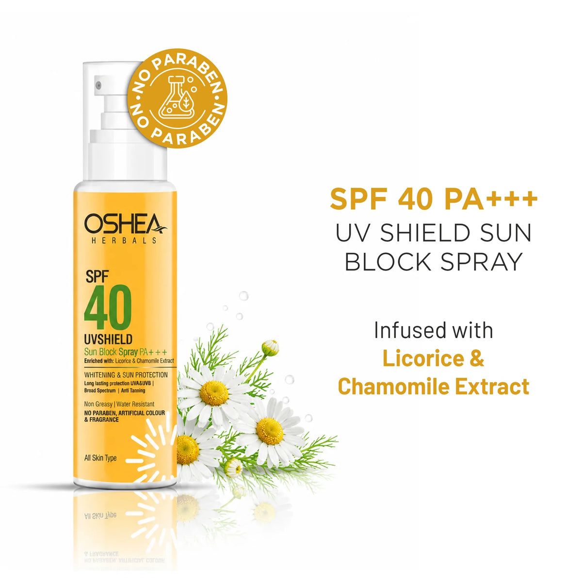 Oshea Herbals Uv Shield Sun Block Spray SPF 40 PA+++ All Type Skin 120ml