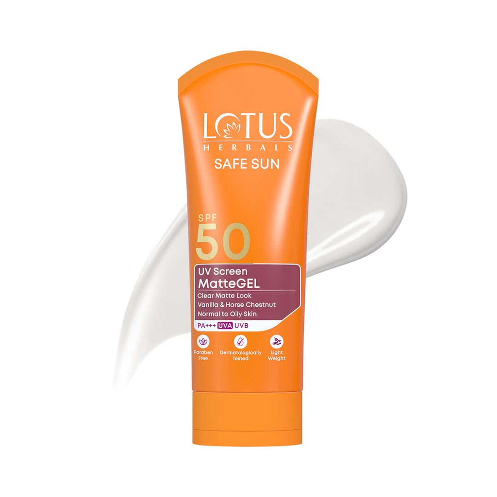 Lotus Herbal Safe Sun Uv Screen Matte Gel Spf 50 Normal To Oily Skin 100g