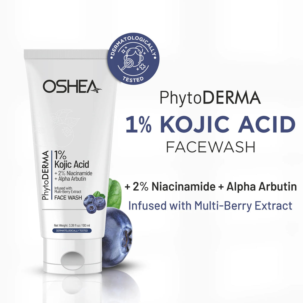 Oshea Herbals PhytoDerma 1% Kojic Acid Face Wash for Brightening and Dark Spot Reduction 100ml