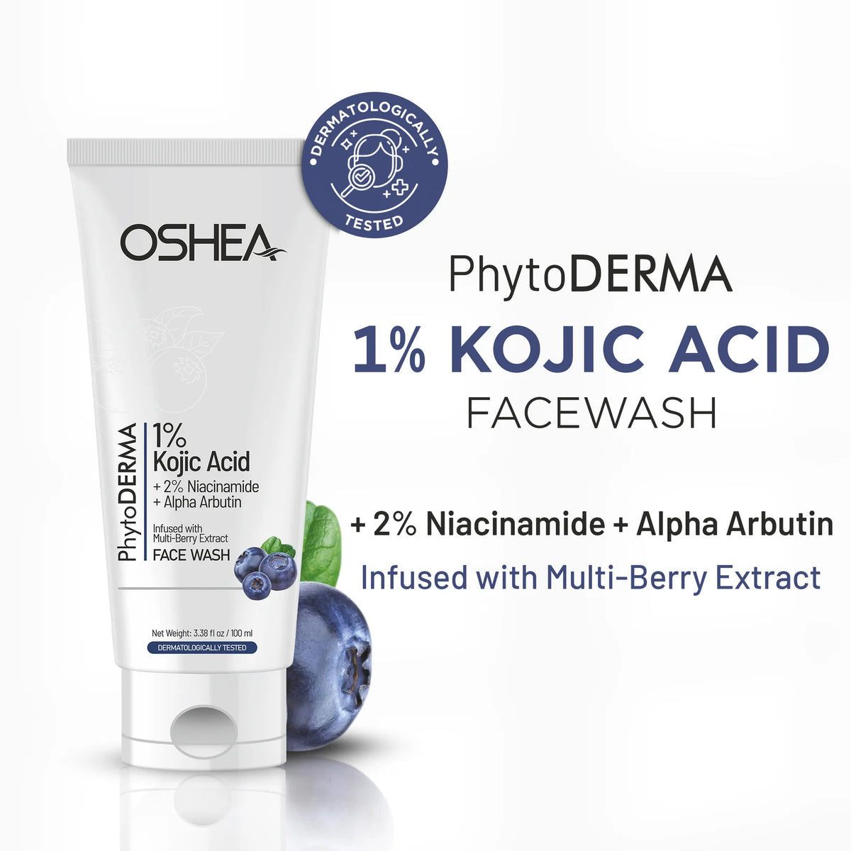 Oshea Herbals PhytoDerma 1% Kojic Acid Face Wash for Brightening and Dark Spot Reduction 100ml