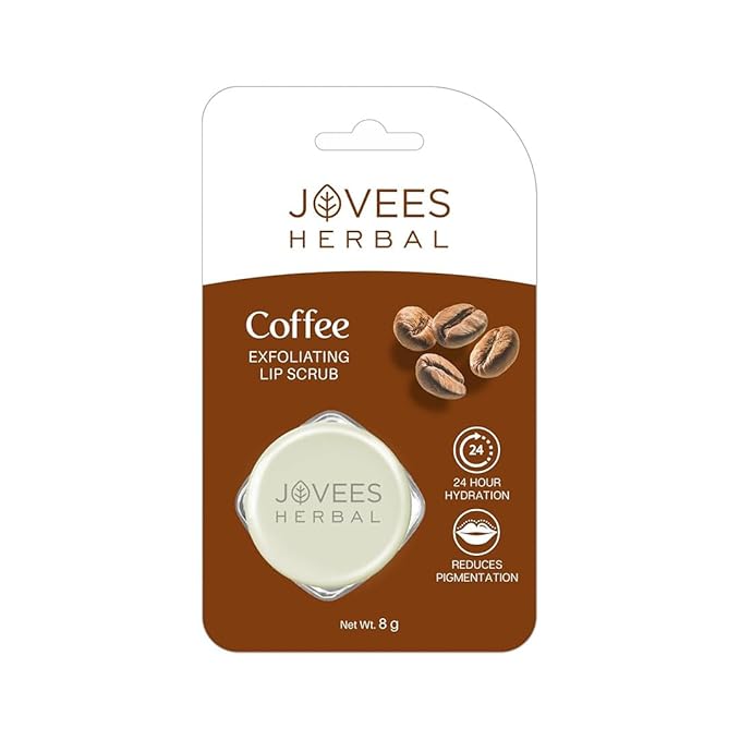 Jovees Herbal Coffee Exfoliating Lip Scrub For Brightening Dark Lips for Dry Lips/Smoker/Chapped Lip & Lipstick Stains Removal Lip care, Soft and Supple Lips | For Men and Women- 8g