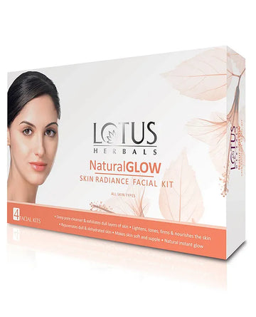 Lotus Herbals Natural Glow Skin Radiance 4 In 1 Facial Kit | Deep Pore Cleansing | Skin Lightening & Hydrating