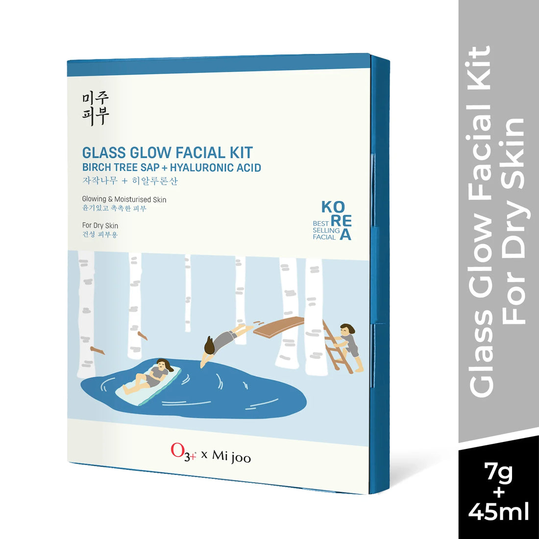 O3 + Mijoo Korea Glass Glow Facial Kit With Birch Tree Sap & Hyaluronic Acid - Ideal For Dry Skin