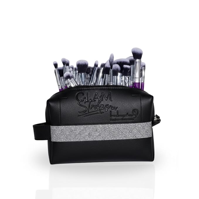 London Prime Glamstrokes 32 Pcs Budget Friendly Makeup Brush Set (Black) – Soft & Lightweight Face and Eye Brushes, Daily Use Makeup Kit for Beginners, Travel-Friendly