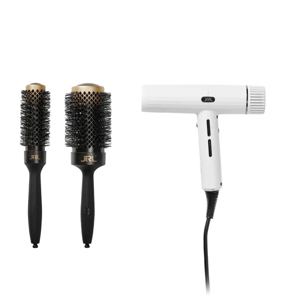 JRL PROFESSIONAL Forte Pro 2020H hair dryer set Hair dryer + 2 round brushes White
