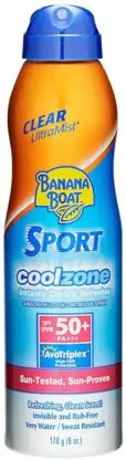 Banana Boat Sport Cool Zone Ultra Mist Clear Invisble Water Resistant Spray - SPF 50+ 170 g