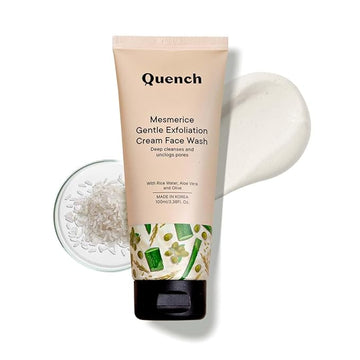 QUENCH Rice Water Gentle Exfoliation Cream Face Wash | Korean Face Wash for Glowing Skin| Brightens & Hydrates Skin with Rice Water Minerals Aloe Vera & Vitamin E Made in Korea 100ml.