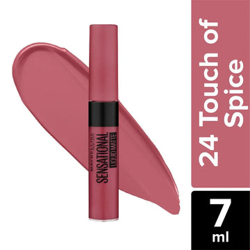 Maybelline New York Sensational Liquid Matte Liquid Lipstick Intense Colour Effect Non-Sticky Non-Cracking 24 Touch of Spice 7ml