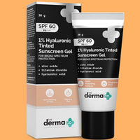 The Derma co 1% Hyaluronic Tinted Sunscreen Gel with SPF 60 & PA++++ for Broad Spectrum Protection - 30g