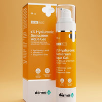 The Derma co 1% Hyaluronic Sunscreen Aqua Gel - 50g Broad Spectrum Protection SPF 60 PA++++ | Non-Greasy