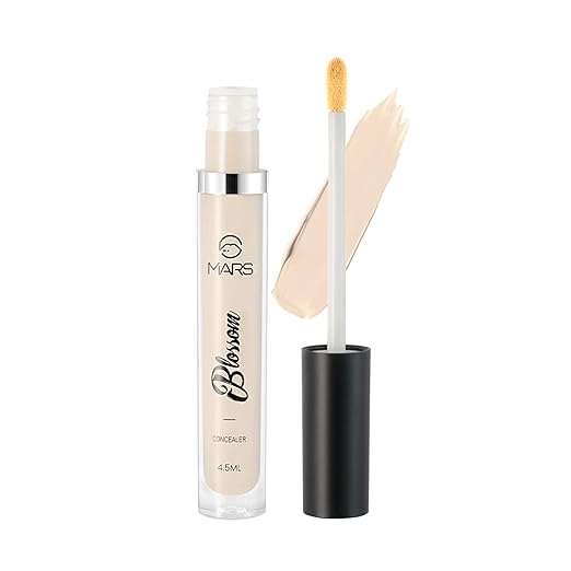 MARS Blossom liquid Concealer | Lightweight With Full Coverage | Highly Blendable Concealer for Face Makeup | Crease Resistant Formula (4.5 ml) (Light ivory)