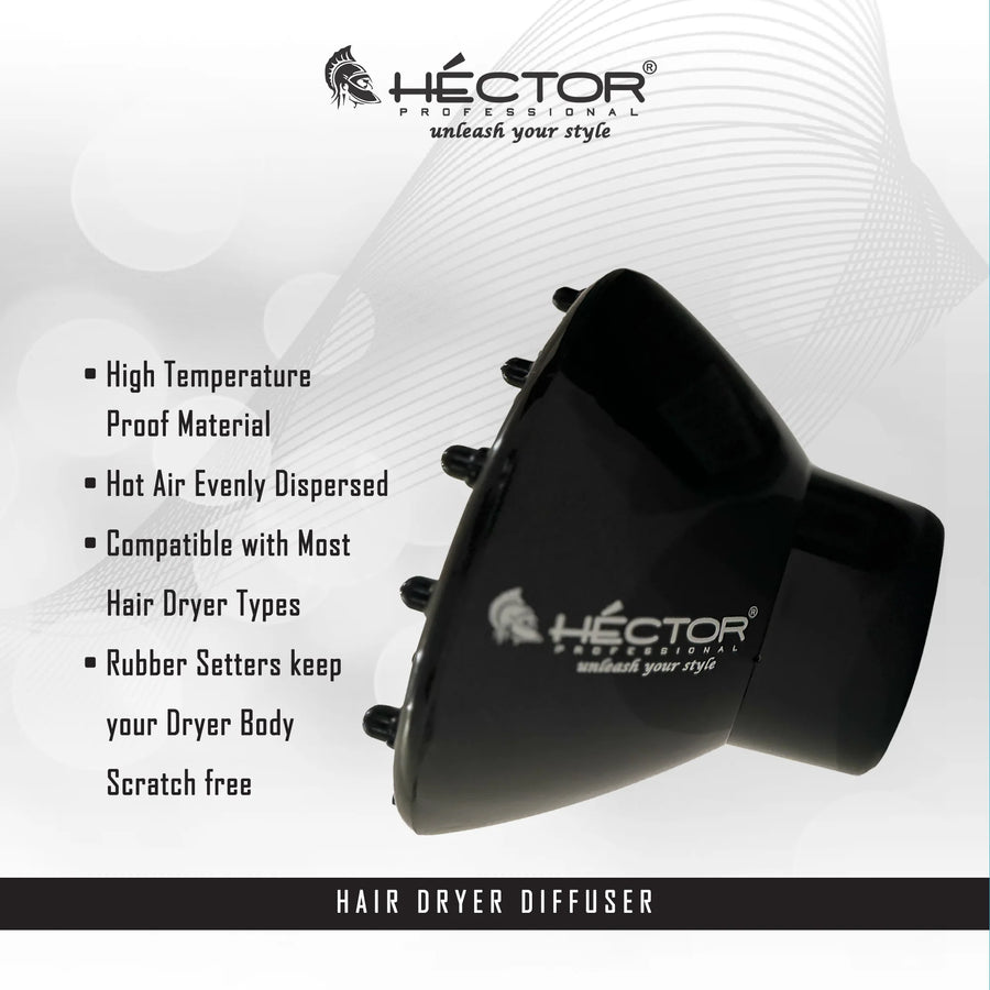 Hector Professional Diffuser For Hair Dryer|Attachment For Curly Wavy Natural Thick Hair To Build Volume|Diffuser For Blow Dryers