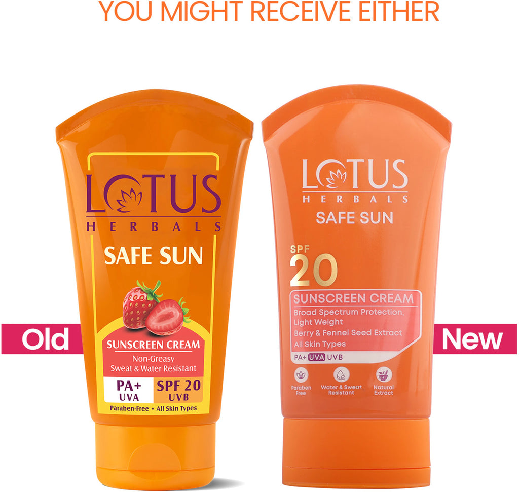 Lotus Herbal Safe Sun Sun Block Cream Breezy Berry Spf 20 Uvb All Skin Type 100g