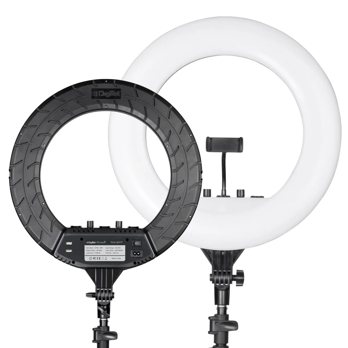 Digitek Platinum DPRL-19RT Professional LED Ring Light Runs on AC Power with No Shadow apertures, Ideal use for Makeup, Video Shoot, Fashion Photography & Many More