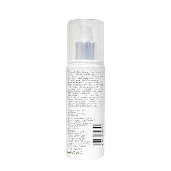 Jovees Herbal Citrus Cleansing Milk For soft, Clean & Healthy skin with Lemon Peel, Almond & Coconut Oil | Gentler Cleanser For Make-up and Dirt Keeps your skin toned | For Normal to Dry Skin 200ml