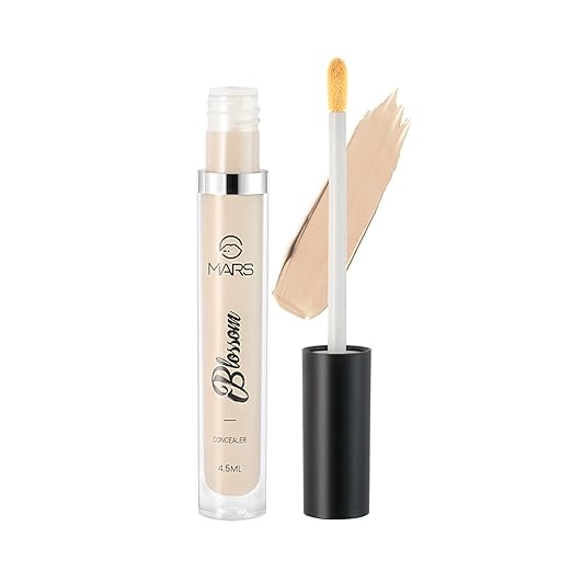 MARS Blossom liquid Concealer | Lightweight With Full Coverage | Highly Blendable Concealer for Face Makeup | Crease Resistant Formula (4.5 ml) ( 04 Natural Beige)