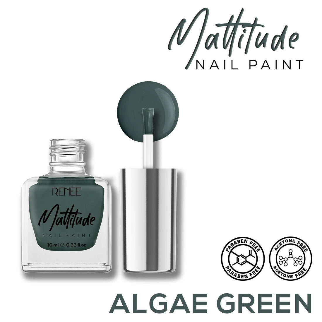 RENEE Mattitude Nail Paint 10ml Algae Green