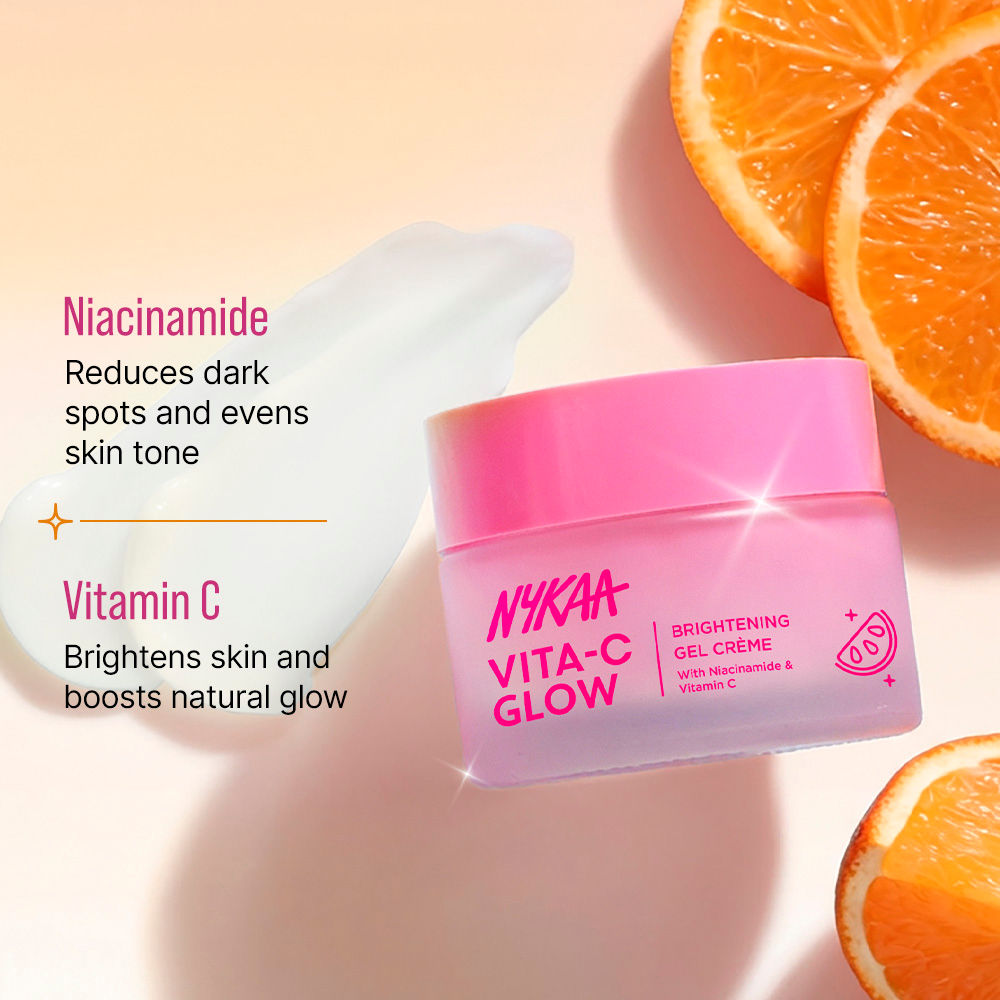 Nykaa Vita-C Glow Brightening Gel Creme -Lightweight, Non Sticky-For Normal, Oily & Combination Skin (50ml)