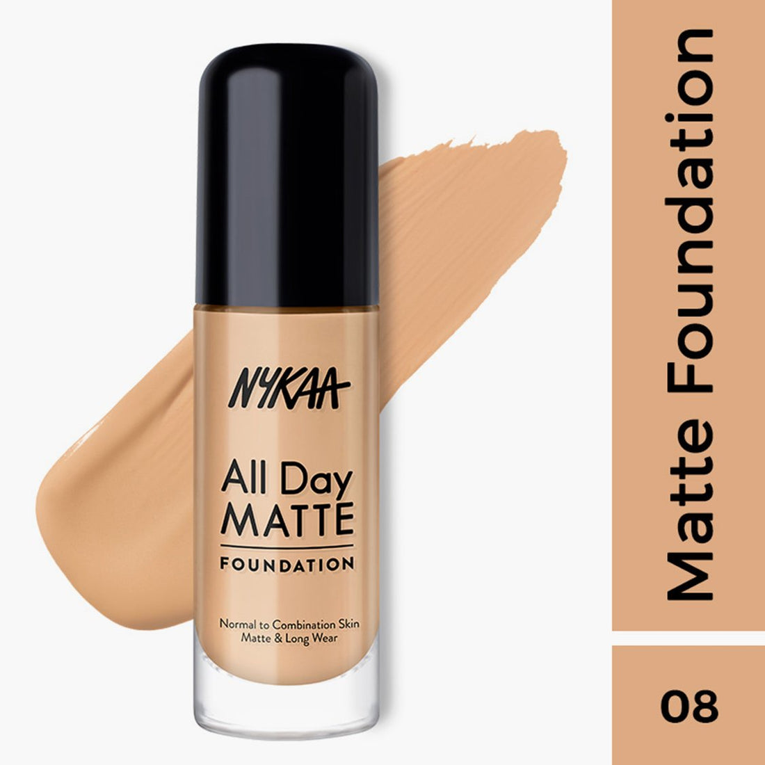 Nykaa All Day Matte Long Wear Liquid Foundation For Normal To Combination Skin - Olive 08 (30ml)