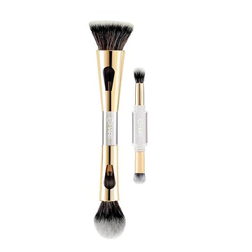 MARS 4 in 1 Travel Brush with Foundation Brush, Powder Brush, Eyeshadow Blending Brush & Flat Brush | Soft Bristles Makeup Brushes Set for Women