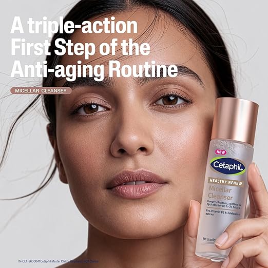 Cetaphil Healthy Renew Micellar Cleanser, Triple Action Formula for Anti Aging Skincare Routine- 160ML