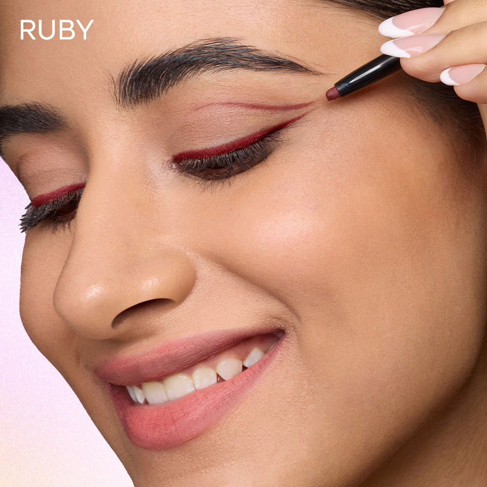 Nykaa GLAMOReyes Waterproof & Smudgeproof Colored Kajal Eyeliner Eye Pencil - Ruby (0.3g)