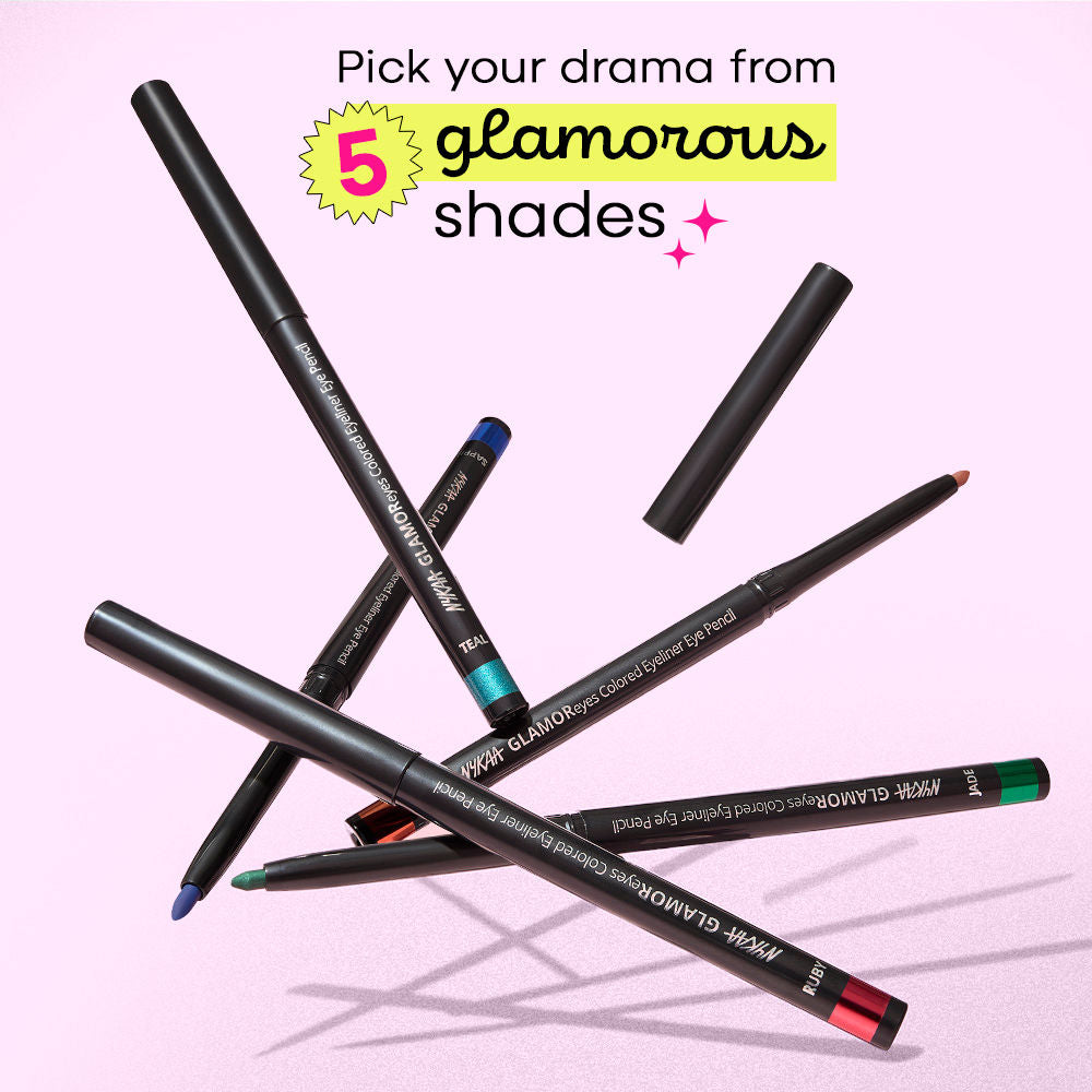 Nykaa GLAMOReyes Waterproof & Smudgeproof Colored Kajal Eyeliner Eye Pencil - Ruby (0.3g)