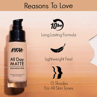 Nykaa All Day Matte Long Wear Liquid Foundation For Normal To Combination Skin - Olive 08 (30ml)