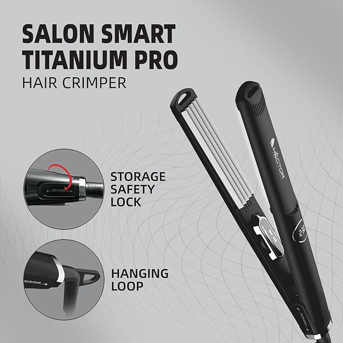 Hector Titanium Pro Hair Crimper with Fast Heatup for Women, Black