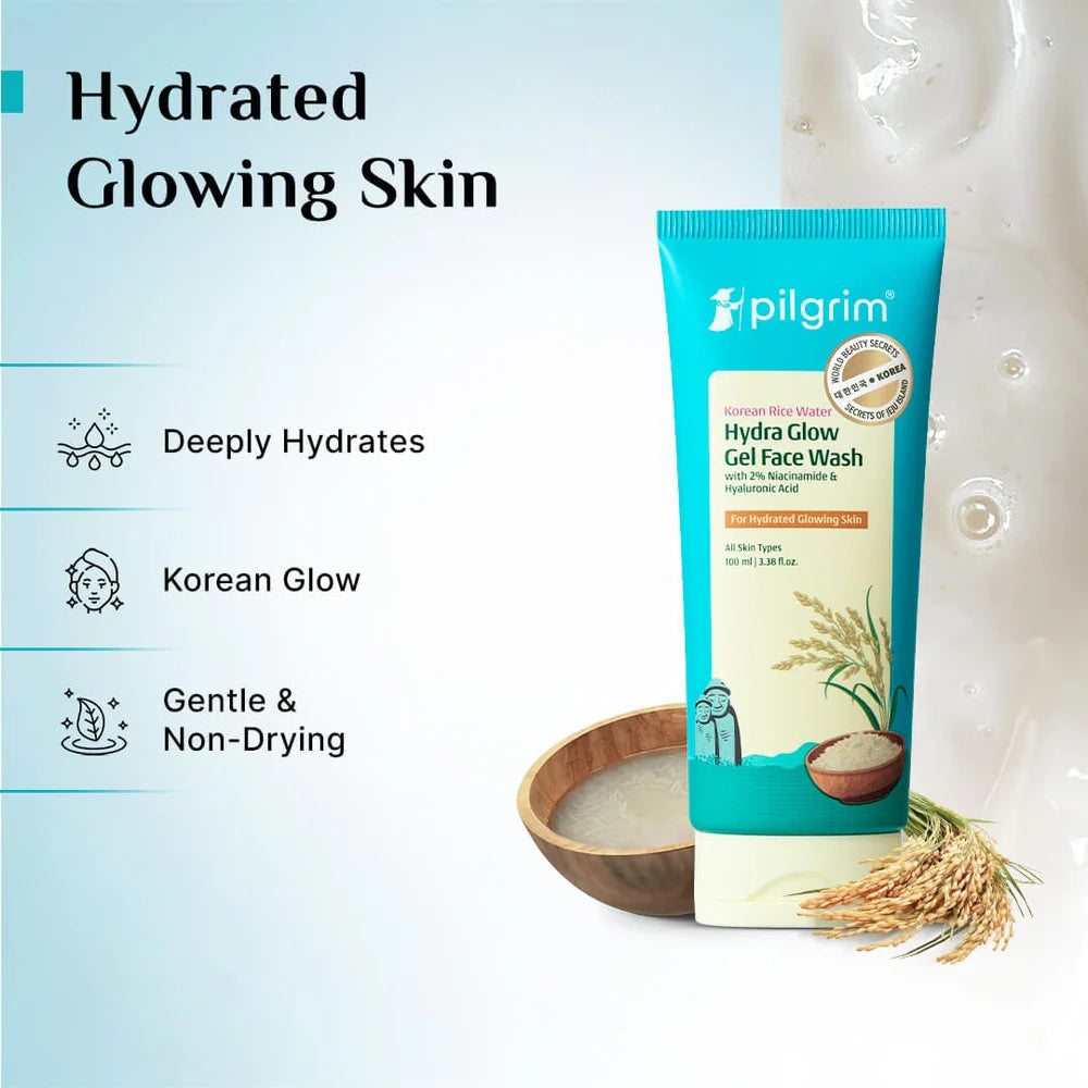 pilgrim Korean Rice Water Hydra Glow Gel Face Wash 100ml