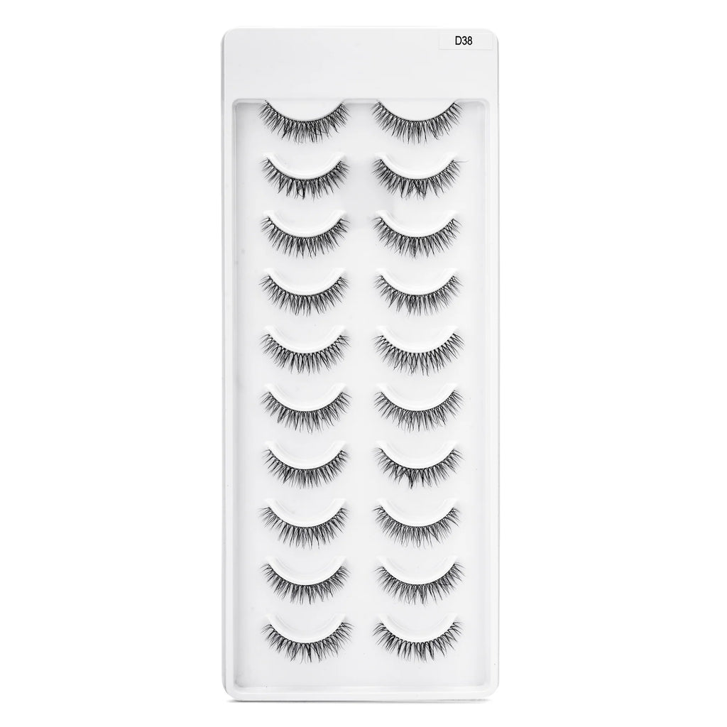 MYSTIQUE HAIR FEATHERLIGHT EYE LASHES TRANSPARENT BAND MINK EYELASHES 10 PAIRS