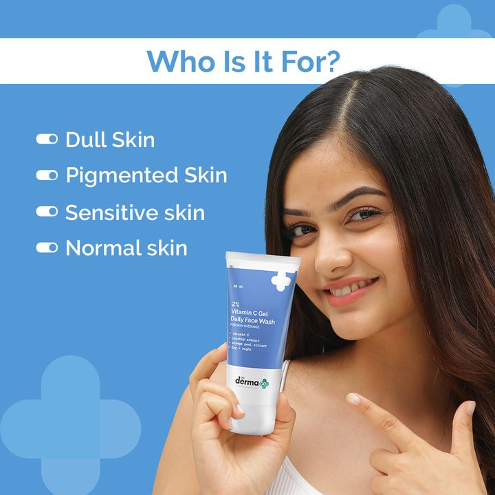 The Derma co 2% Vitamin C Gel Daily Face Wash with Vitamin C Rosehip & Orange Peel Extract for Glowing Skin 80ml