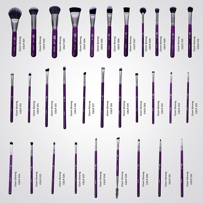 London Prime Glamstrokes 32 Pcs Budget Friendly Makeup Brush Set (Black) – Soft & Lightweight Face and Eye Brushes, Daily Use Makeup Kit for Beginners, Travel-Friendly