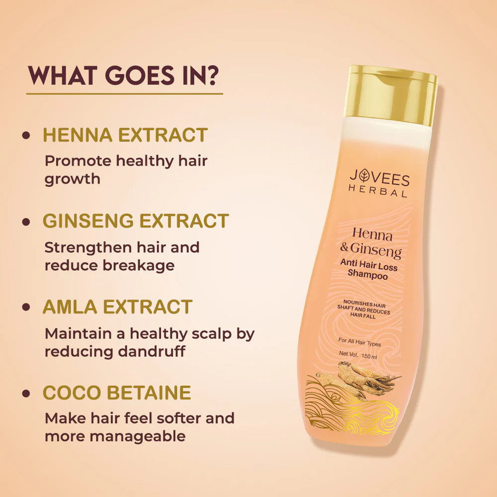 Jovees Henna & Ginseng Anti Hair Loss Shampoo | Promotes Hair Growth 300ml